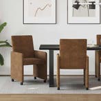 vidaXL Eetkamerstoelen met wielen 2 pcs Bruin 57 x 66 x 94, Verzenden, Nieuw