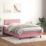 vidaXL Boxspring met matras en LED fluweel roze 120x220 cm, Verzenden, Nieuw