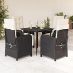 vidaXL 5-delige Tuinset met kussens poly rattan zwart, Verzenden, Nieuw, Tuinset