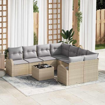 vidaXL Bankstel 9 st 8-Aantal zitplaatsen Beige en Grijs, Verzenden, Nieuw