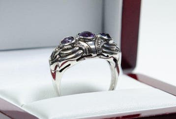 - min. 800 zilver - natuurlijke amethisten - Ring