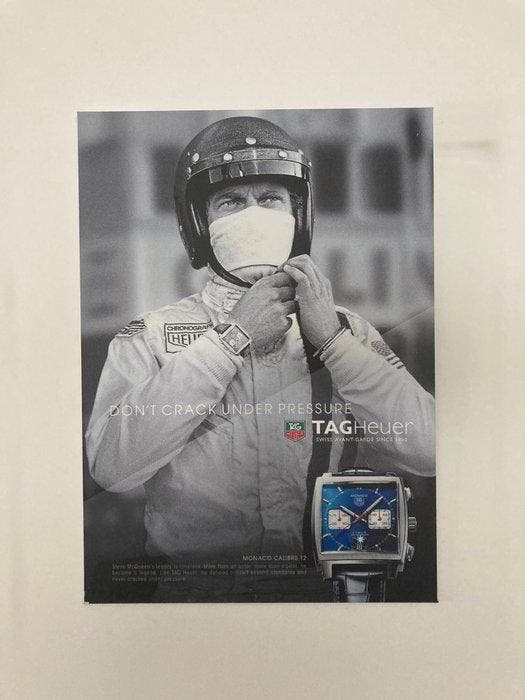 Tag Heuer - Reclamebord - Vintage TAG HEUER-advertenties - -, Antiek en Kunst, Antiek | Wandborden en Tegels