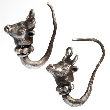 Oud-Grieks Zilver Bull-Head oorbellen