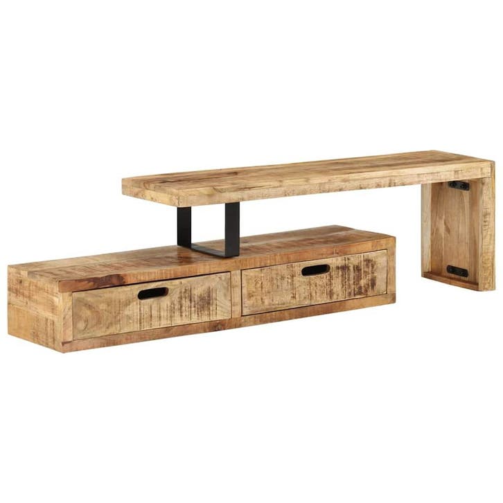 vidaXL Tv-meubel (118-200) x 30 x 40 cm massief hout mango, Maison & Meubles, Armoires | Mobilier de télévision, Envoi