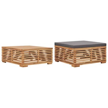 vidaXL Tuintafel en voetensteun met donkergrijs kussen, Verzenden