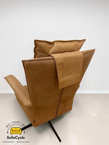 Henders & Hazel fauteuil cognac met voetbankje – tweedehands, Verzenden, Nieuw