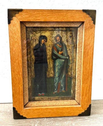 Icône - Mère de Dieu et Jean le Baptiste - Bois, Antiquités & Art