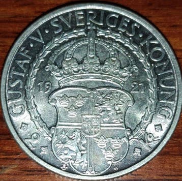Zweden. Gustaf V. 2 Kronor 1921 / 400th Anniversary of, Timbres & Monnaies