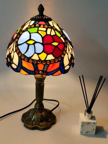 Tafellamp - Glas, Metaal - Tiffany Rose Tafellamp