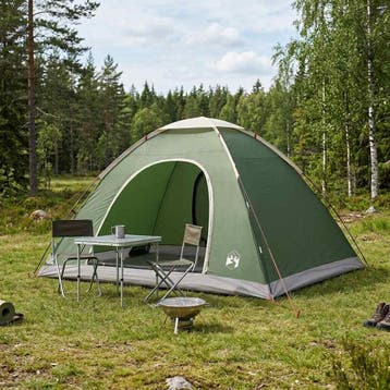 vidaXL Kamperen tent 6-persoons Groen 185T Polyester met, Caravanes & Camping, Verzenden