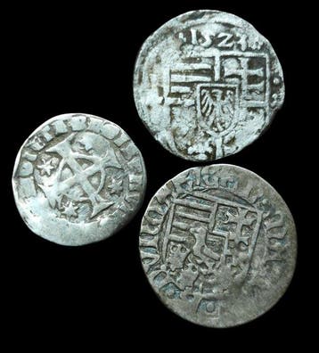 Hongarije, Middeleeuws. 3-Piece Medieval Hungarian Silver