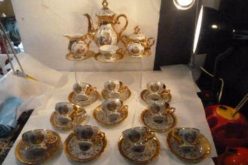 Koffieservies (27) - Porselein, Goud - echte porselein