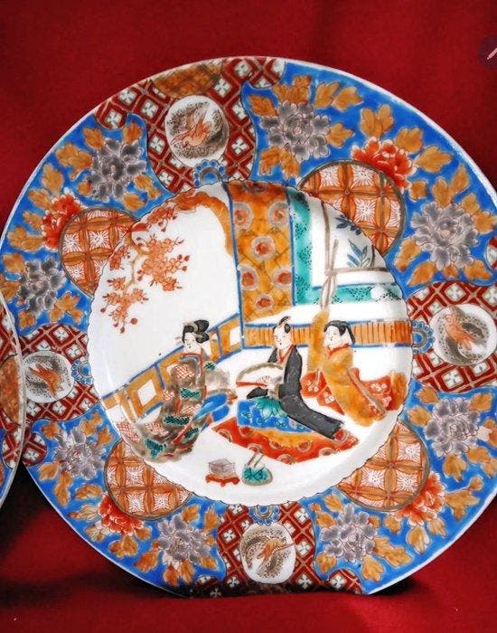 Paar borden Moriage - Porselein - Japan - Meiji periode, Antiek en Kunst, Antiek | Overige Antiek