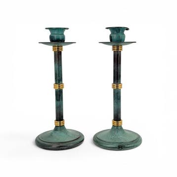 Kandelaber (2) - Gepatineerd brons - Art Deco