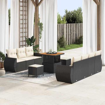 vidaXL Tuinbank Set 10 st 7-Aantal zitplaatsen Zwart en, Verzenden, Nieuw