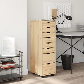 vidaXL Rolling Kabinet met Laden MOSS 34 x 39 x 103 cm, Verzenden