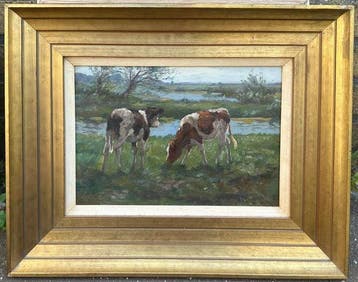 D.J v Haaren (1878-1953) - Koeien in landschap, Antiek en Kunst
