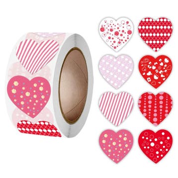 Hart Stickers Op Rol - 25 mm - Rood en Roze - 500 Stuks -, Verzenden, Nieuw