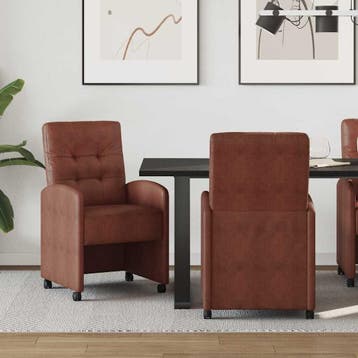 vidaXL Eetkamerstoelen met wielen 2 st Kunstleer Glanzend, Maison & Meubles, Chaises, Verzenden
