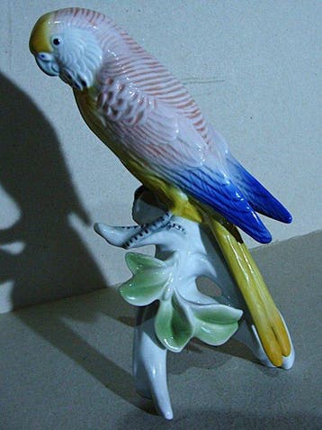 Sculpture, Karl Ens Parakeet - 17 cm - Biscuit de porcelaine, Antiquités & Art