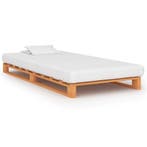 vidaXL Bedframe pallet massief grenenhout bruin 100x200 cm, Verzenden, Nieuw