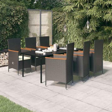 vidaXL 7-delige Tuinset met kussens zwart, Verzenden, Tuinset
