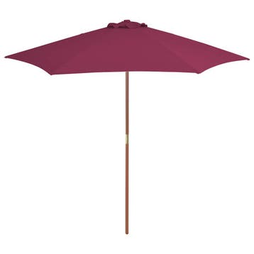 vidaXL Parasol met houten paal 270 cm bordeauxrood, Verzenden, Nieuw