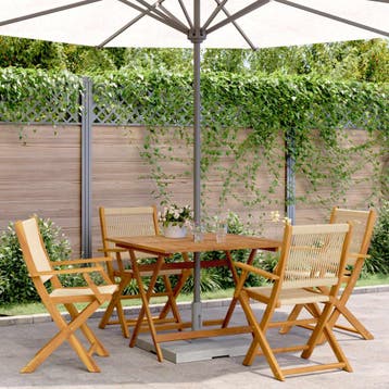 vidaXL 5-delige Tuinset polypropeen en massief hout beige, Verzenden, Tuinset