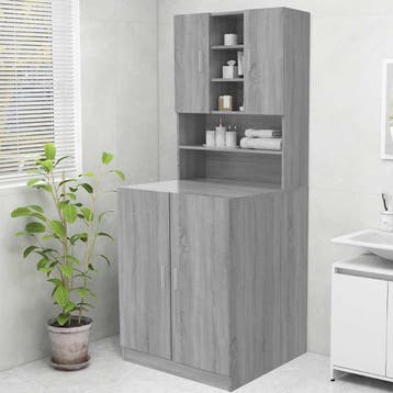 vidaXL Wasmachinekast 70,5x25,5x90 cm grijs sonoma, Verzenden, Nieuw