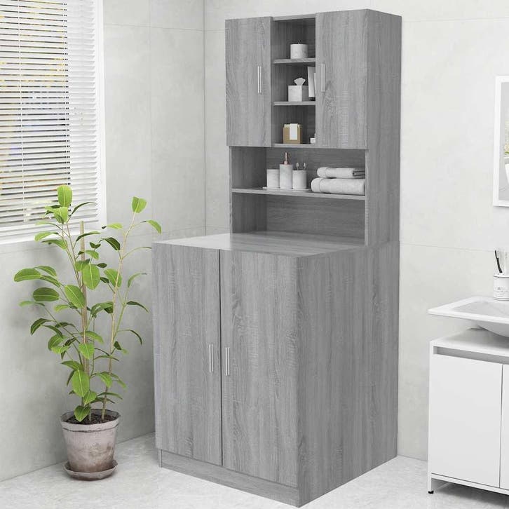 vidaXL Wasmachinekast 70,5x25,5x90 cm grijs sonoma, Electroménager, Lave-linge, Envoi