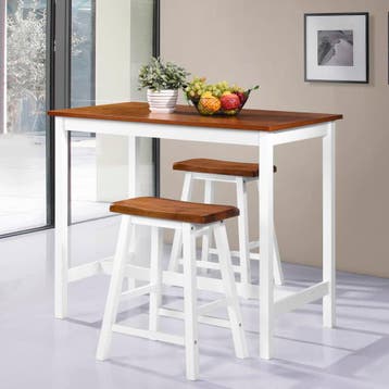 vidaXL 3-delige Bartafel en -krukkenset massief hout, Huis en Inrichting, Verzenden, Nieuw