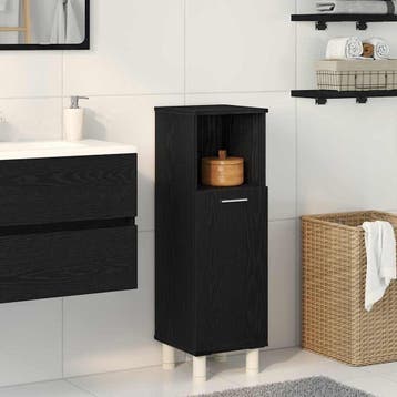 vidaXL Badkamerkast Zwart Eiken 30 x 30 x 95 cm Bewerkt hout, Verzenden