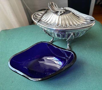 Sheffield - Serveerschaal - Verzilverd, Glas