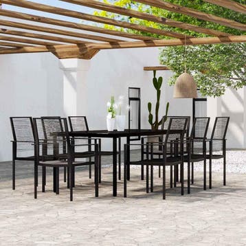 vidaXL 9-delige Tuinset zwart, Verzenden, Nieuw, Tuinset