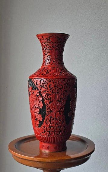 Vase - cinabre - Chine - Grand vase 39 cm, Antiquités & Art