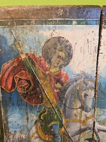 Icône - Saint Georges, le tueur de dragons - bois -