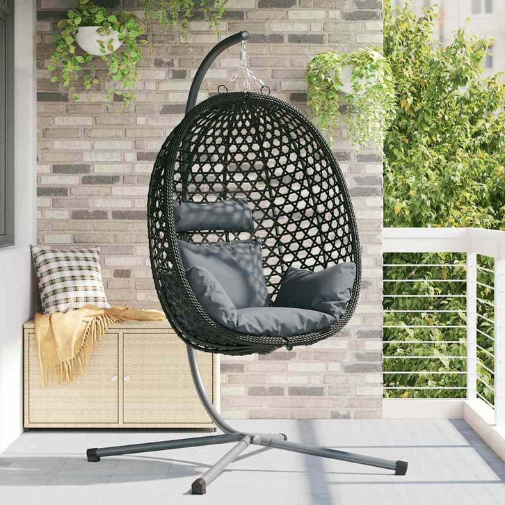 vidaXL Hangende ei-stoel Antraciet en zwart 104 x 100 x 191, Jardin & Terrasse, Jardin & Terrasse Autre, Envoi
