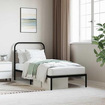 vidaXL Bedframe met hoofdbord metaal zwart 90x200 cm, Verzenden