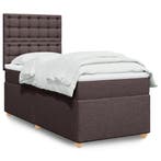 vidaXL Boxspring met matras stof donkerbruin 90x200 cm, Verzenden, Nieuw