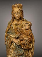 Sculpture, Laat gotische Madonna met kind en heilige geest /