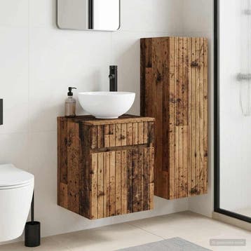 vidaXL Badkamermeubel Set 2 st Oud hout 33 x 34,5 x 100 cm, Maison & Meubles, Tables | Coiffeuses, Verzenden