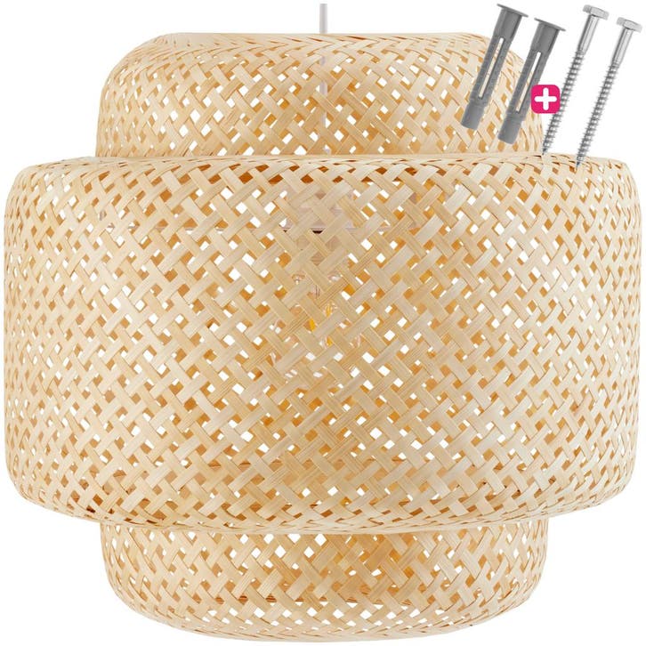 Hanglamp Lignea Lux van bamboe, in boho-stijl, 40W - bruin, Huis en Inrichting, Lampen | Hanglampen, Verzenden