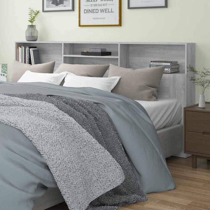 vidaXL Hoofdbordkast 220x19x103,5 cm grijs sonoma, Huis en Inrichting, Slaapkamer | Bedden, Nieuw, Verzenden