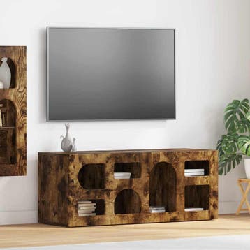 vidaXL TV Kast ELST 100 x 35 x 40 cm Rook Eiken Bewerkt hout, Verzenden