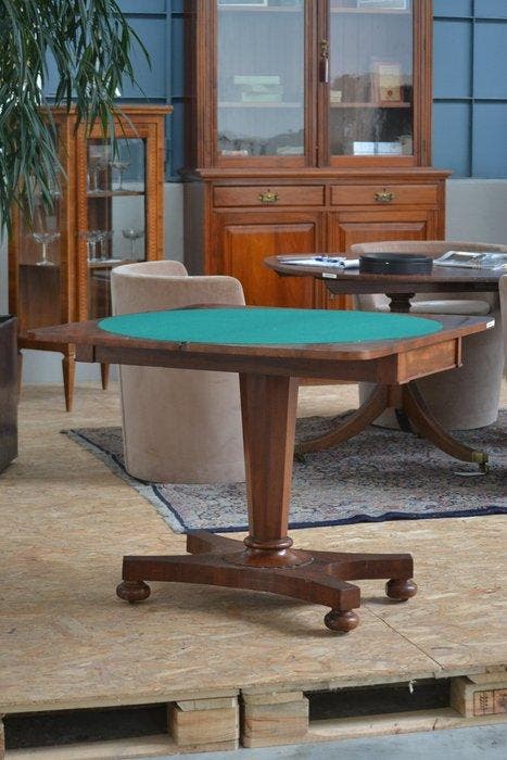 Speeltafel - massief notenhout - Speeltafel, Antiek en Kunst, Antiek | Overige Antiek
