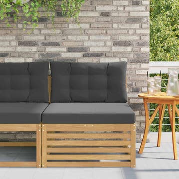 vidaXL Buiten Midden Sofa Massief Acacia Hout Wit, Verzenden, Nieuw