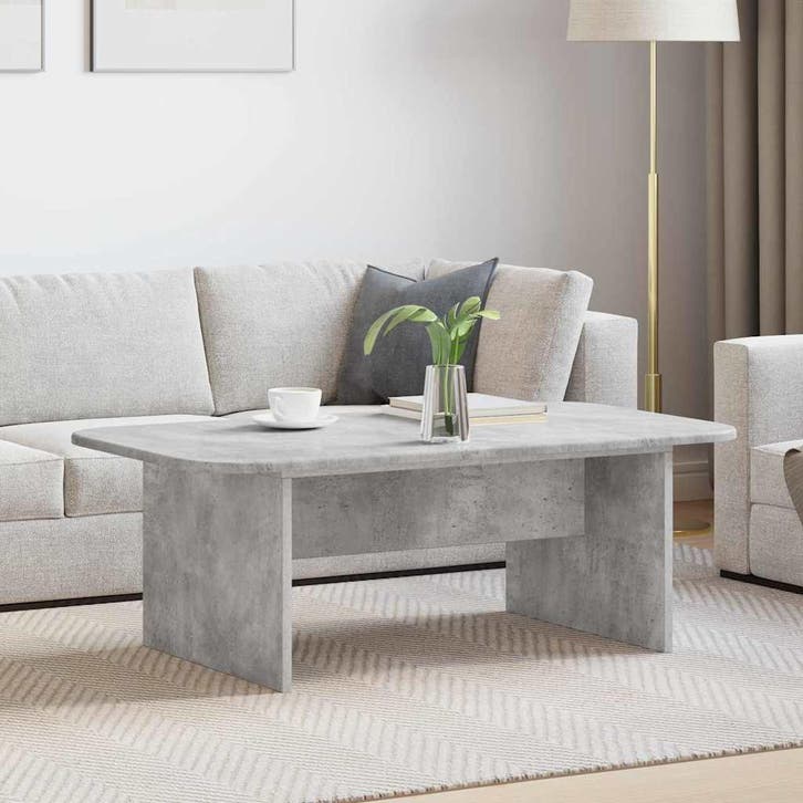 vidaXL Salontafel Beton Grijs 93 x 53 x 33 cm Bewerkt hout, Maison & Meubles, Tables | Tables de salon, Envoi