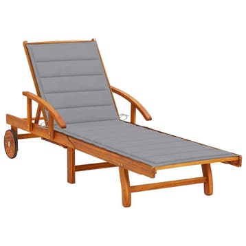 vidaXL Ligbed met kussen massief acaciahout, Tuin en Terras, Verzenden, Nieuw