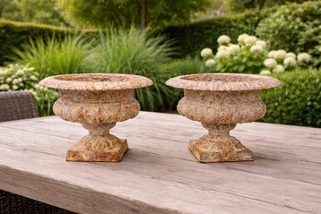 Vase (2) - Fonte - 2 vases de jardin ronds