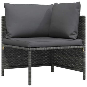 vidaXL Hoekbank sectioneel met kussens poly rattan grijs, Verzenden